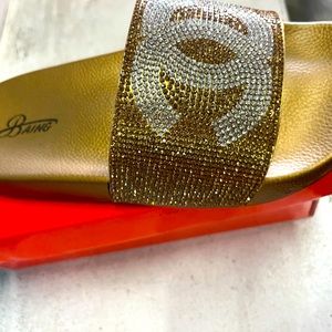 Gold bling sandals